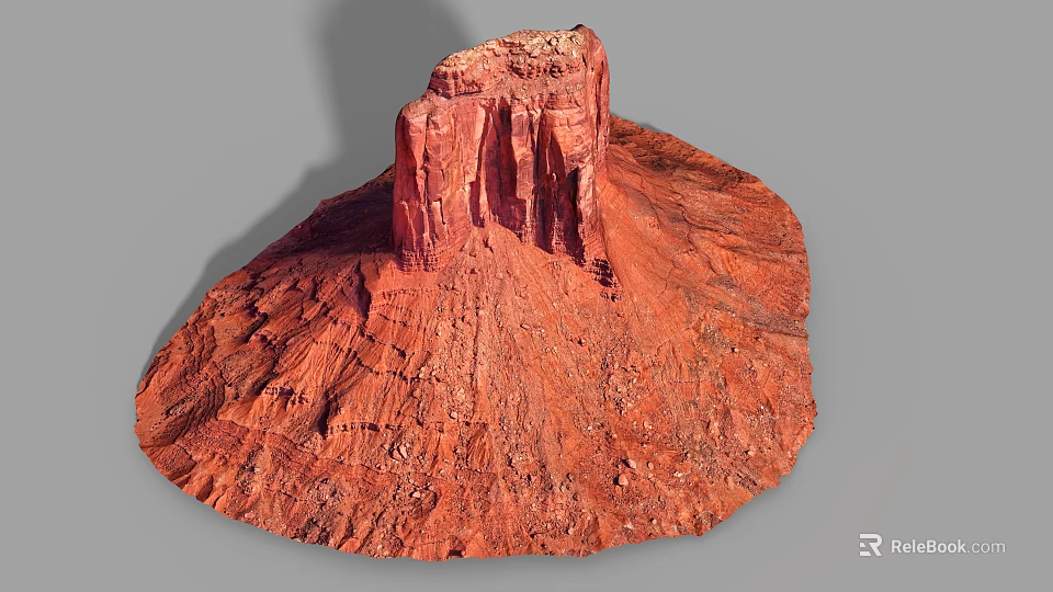 Detailed Red Rock Microtopography Model with Layered Cliff and Terrain Features 3d model