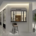 Modern Clothing Store With White Walls Large Windows High Chair And Potted Plant