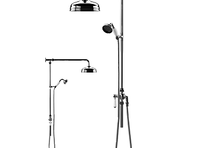 Modern Chrome Shower Head System With Rainfall Top Spray Handheld Wand And Adjustable Rod 3d model