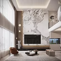 Modern Duplex Living Room Interior Design With Chandelier And Coffee Table