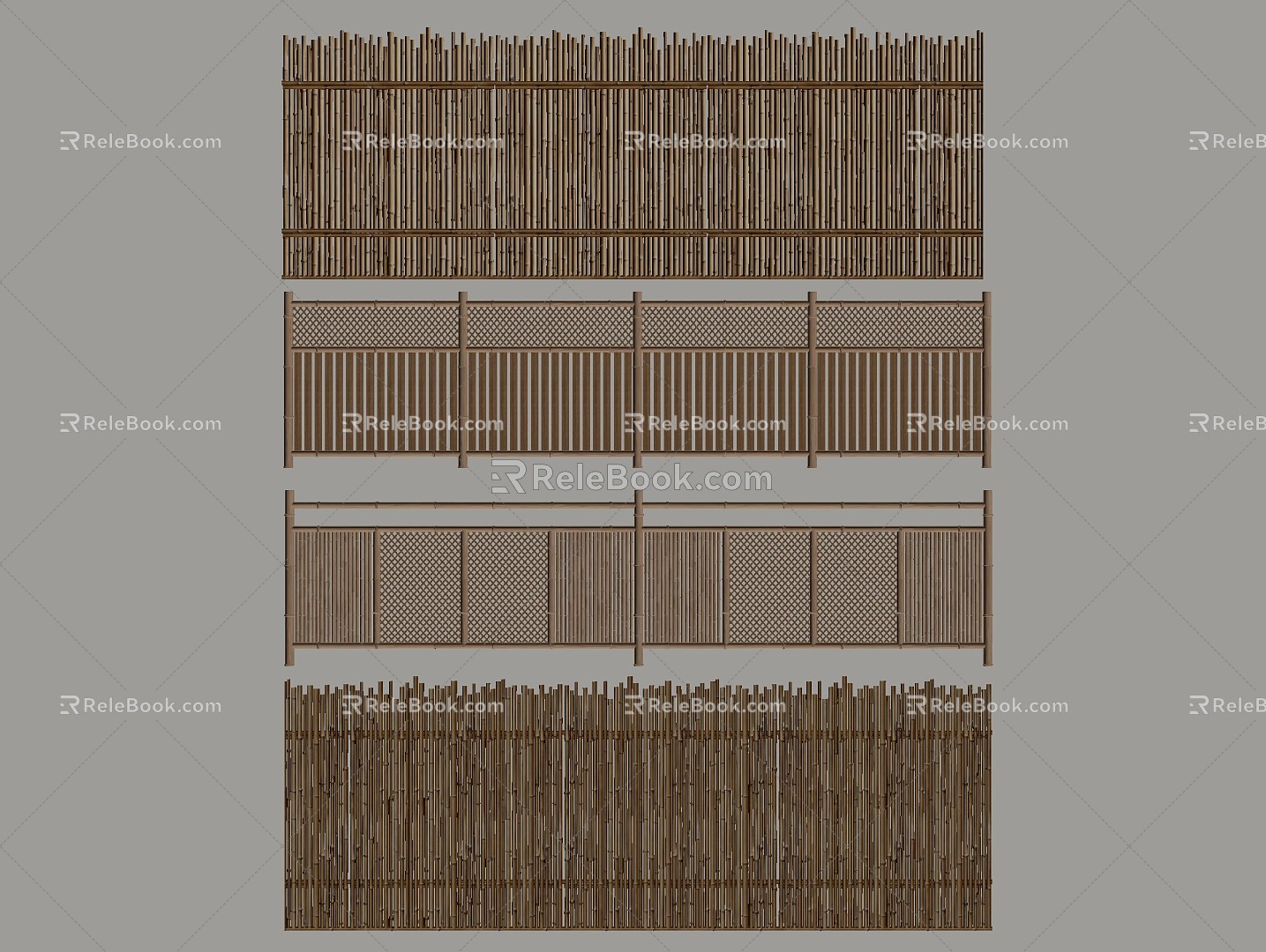 Bamboo fence fence fence partition fence fence fence fence handrail wood 3d model