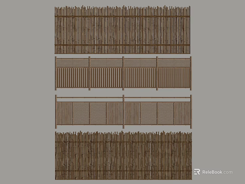 Wooden Railings Various Design Styles For Outdoor Fencing And Guardrail Applications 3d model 