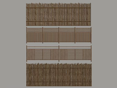 Wooden Railings Various Design Styles For Outdoor Fencing And Guardrail Applications 3d model