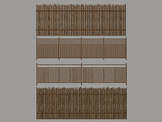 Bamboo fence partition fence handrail wood 3d model