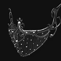 Ornate Metallic Hat with Intricate Mesh Pattern and Pearl Accents Vintage Inspired Design