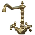 Golden Decorative Faucet With Ornate Ball Shaped Knobs And Spiral Body Design