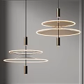 Sleek Modern Pendant Lights With Multiple Circular Rings And Metallic Frame Design 3d model