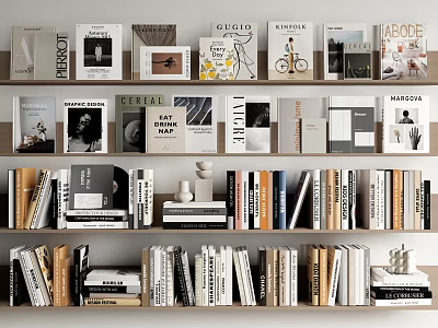 Neatly Arranged Bookshelf With Various Books Magazines Diverse Colors And Cover Designs 3d model
