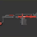 Functional Vehicle With Metal Frame Red Accents And Heavy Duty Agricultural Trailer Design