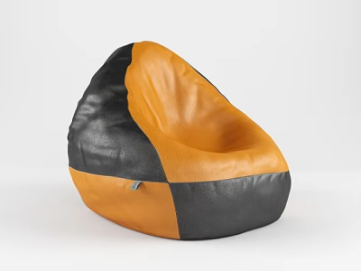 Stylish Black And Orange Leather Bean Bag Chair For Comfortable Living Space 3d model