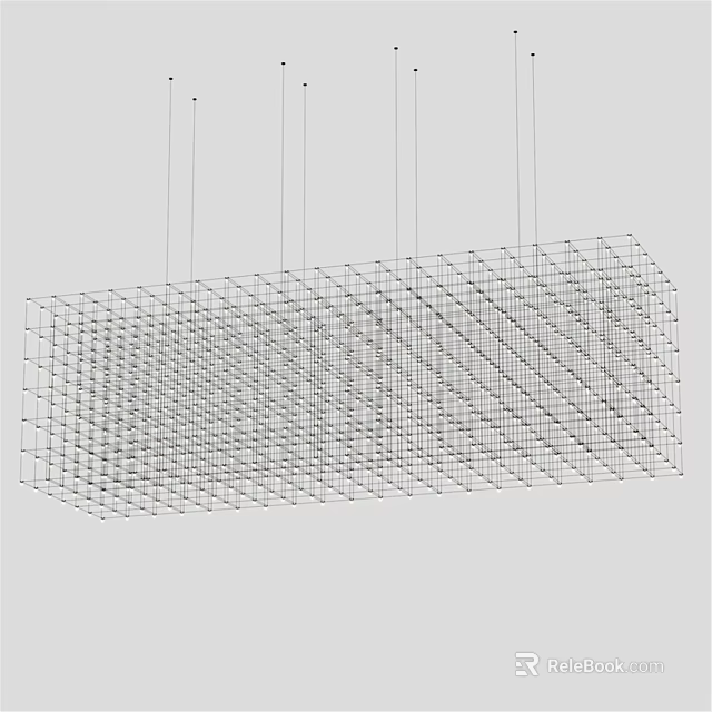 Modern Geometric Grid Design Metal Chandelier For Stylish Living Room Interior 3d model 
