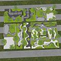 Diverse Garden Features Layouts With Greenery Paths Water Elements And Paving 3d model