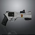 Modern Tactical Pistol With White Frame Black Grip And Sight Attachment 3d model
