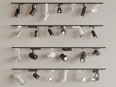 Modern Downlights and Spotlights with Various Track and Recessed Designs for Interior Lighting 3d model