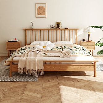 Japanese-style double bed 3d model