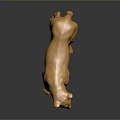Shiny Golden Panther Sculpture With Reflective Surface On Dark Background