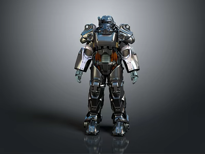 Futuristic Mechanical Warrior Character With Metallic Armor And Detailed Exoskeleton Design 3d model