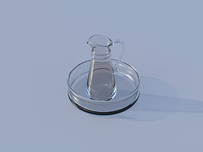 Transparent Glass Water Jug With Matching Glass Tray For Home Daily Use 3d model