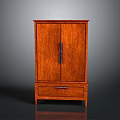 Traditional Brown Wooden Cabinet With Two Doors Single Drawer Black Handles And Four Legs