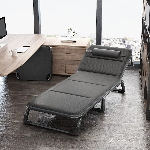 Modern Single Bed With Black Leather Design In Room With Wooden Floor And City View 3d model 