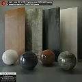 Diverse Building Components With Colored Spheres And Textured Wall Panels