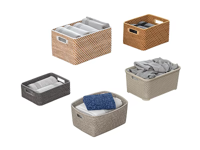 Woven Storage Baskets in Multiple Colors for Home Clothes Organization 3d model