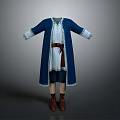 Traditional Style Blue Robe With White Inner Garment Brown Belt Dark Pants And Brown Boots
