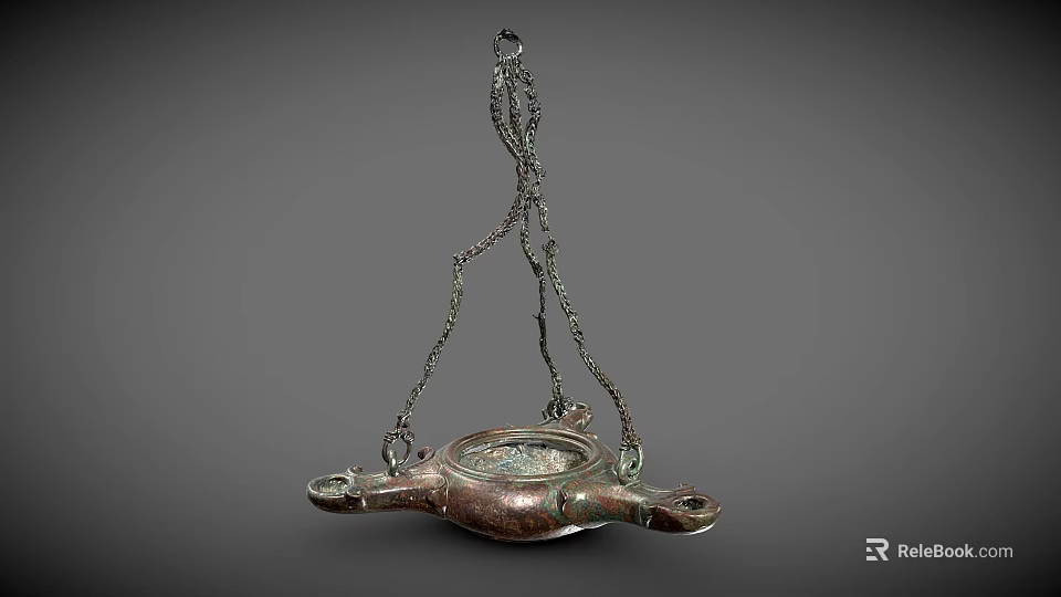 Industrial Equipment Hanging Metal Chain Structure With Rustic Surface And Multi Legged Base 3d model 