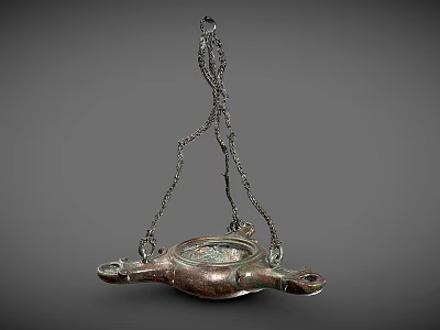 Industrial Equipment Hanging Metal Chain Structure With Rustic Surface And Multi Legged Base 3d model