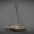 Industrial Equipment Hanging Metal Chain Structure With Rustic Surface And Multi Legged Base