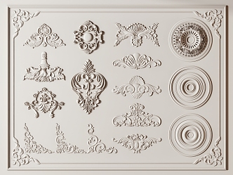 French carved plaster 3d model