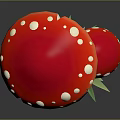 Decorative Red Mushroom Components With White Spots Yellow Stems Green Grass And Brown Base 3d model