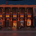 Music House Bar Exterior With Brick Building Neon Lights And Night Lighting