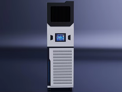Modern Vertical Industrial Equipment With Digital Display Screen And Ventilation Grilles 3d model