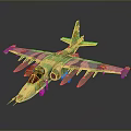 Detailed Military Aircraft Model With Camouflage Paint And Weapon Attachments