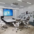 Modern Meeting Room Interior Design With Long Table Chairs And Wall