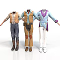Casual Clothing Assortment Featuring Vest Shirt Pants Boots And Belt In Various Styles