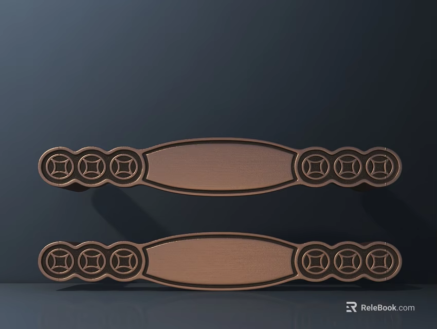 Vintage Wooden Cabinet Handles With Decorative Circular Motifs And Smooth Surface 3d model 