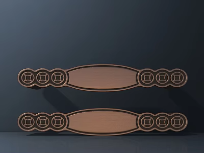 Vintage Wooden Cabinet Handles With Decorative Circular Motifs And Smooth Surface 3d model