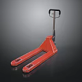 Red Manual Pallet Jack with Two Forks and Black Handle Design 3d model