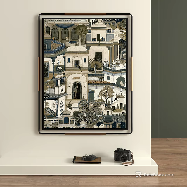Modern Abstract Painting With Architectural Elements For Home Wall Decor Artwork 3d model