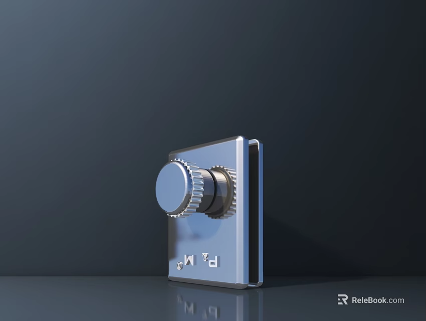 Modern Metal Door Handle Design With Mechanical Details And P.K. Logo 3d model 