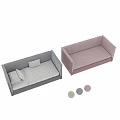 Modern Gray And Beige Fabric Two Seater Sofa With Comfortable Cushions And Armrest