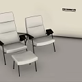 Modern Light Colored Leisure Chairs With Metal Legs And Ottoman In Minimalist Setting