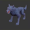 Ferocious Blue Wolf Game Movie Character with Open Mouth Yellow Eyes and Fluffy Fur