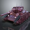 Futuristic Purple Metallic Tank 3D Rendered Military Vehicle with Turret and Tracks