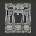 Ancient Stone Structure With Columns Carved Decorations And Intricate Top Design