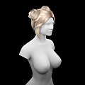 Game Movie Female Character With Blonde Double Bun Hairstyle And Upper Body On Black Background