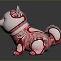 3D Rendered Cat Shaped Decorative Figurine With Pink Silver Striped Design For Home Decor