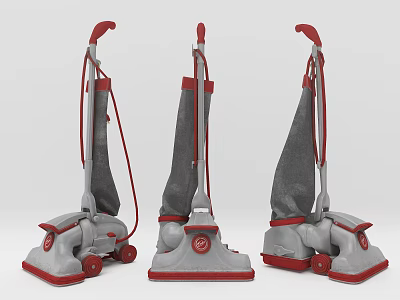 Gray And Red Vacuum Cleaners Three Design Display With Wheels Handles For Home Appliances 3d model